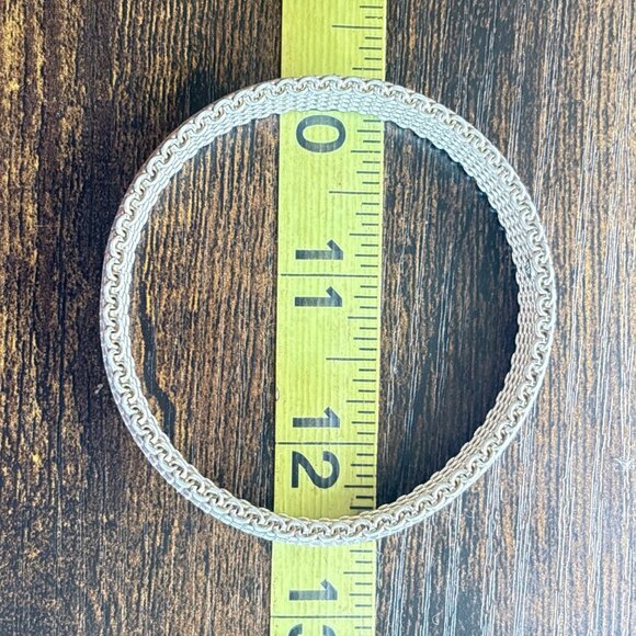 VTG Solid Sterling Silver 925 Heavy Mesh Link Chain Bracelet Size 7.5" Fit - Picture 7 of 9